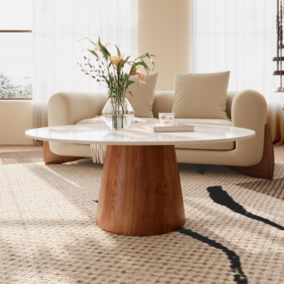 Yardley Round Coffee Table Wooden Pedestal Table