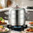 3-Tier Stainless Steel Steamer Pot with Mechanical Timer Lid, 11-Inch Steamer Cookware Set with 2 Steamer Trays for Dumplings and Seafood