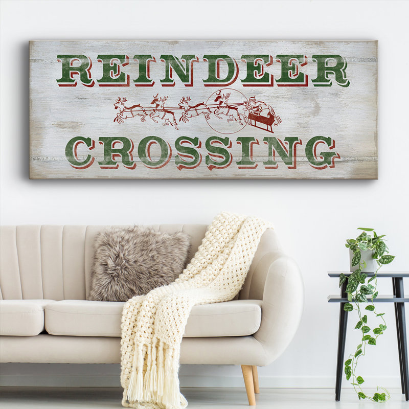 «Reindeer Crossing On Canvas», art textuel, H 12 po x l 30 po x P 1,5 po