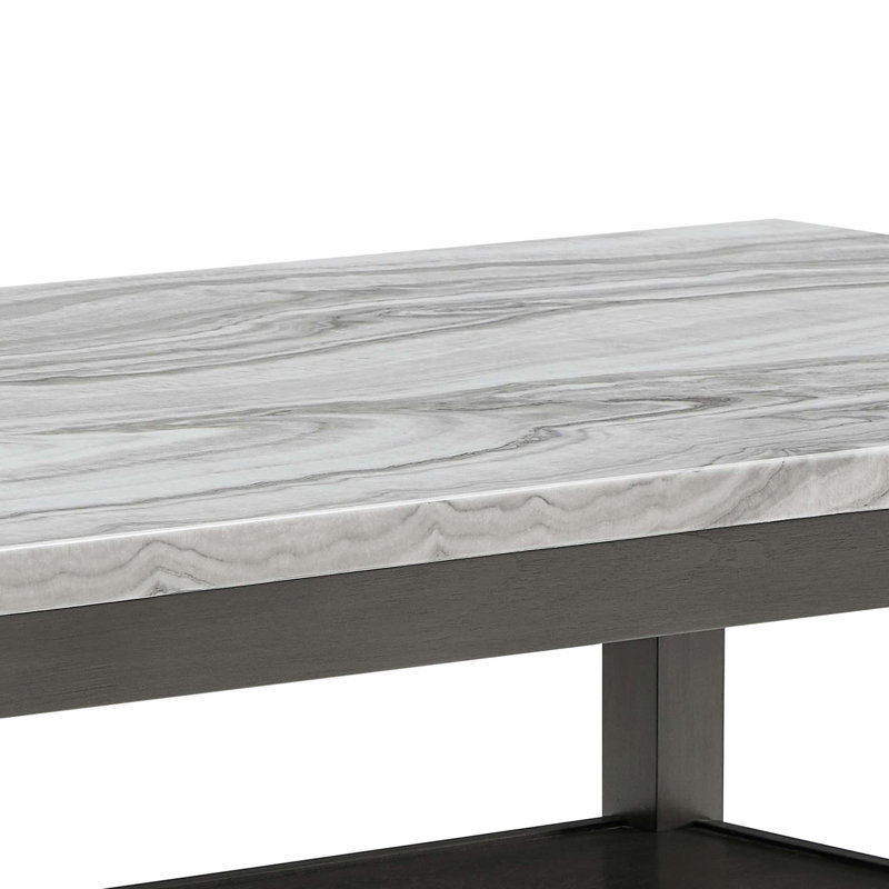 Table de salle à manger rectangulaire avec plateau de rangement en bois Luna
