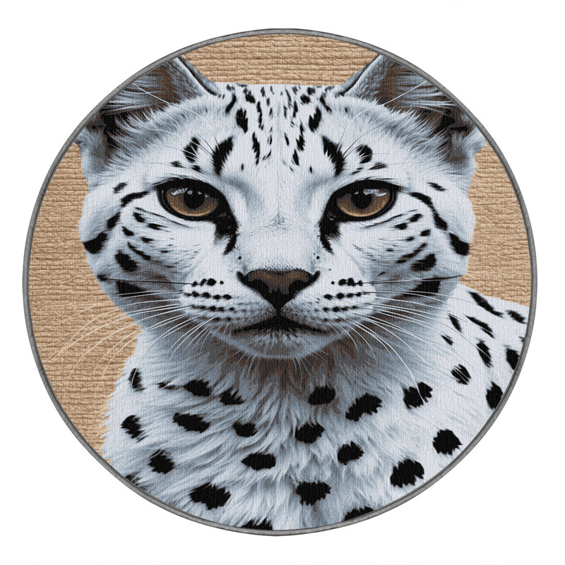  Tapis blanc lavable Big Chats, Rond 7 pi