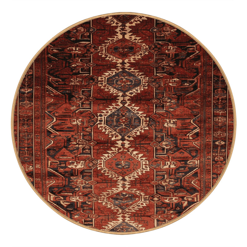 Tapis brun lavable à la machine, Rond 4 pi