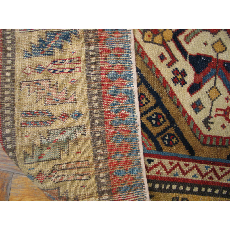 Artistic Antique Tribal Geometric Late 19th Century Caucasian Shirvan Rug