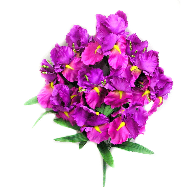 14 branches florales d'iris satiné, Violet