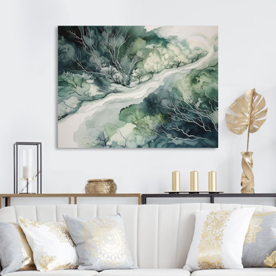 Vert et bleu marbré Dreamscape IV sur toile
