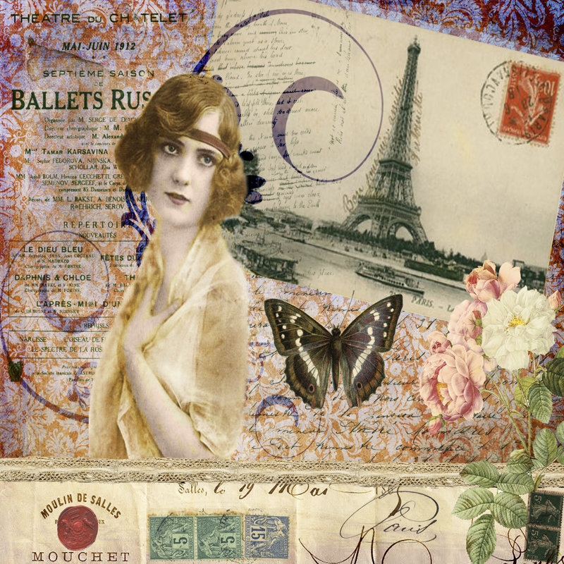 Femme Paris X - Wrapped Canvas Print, 51cm H x 51cm W