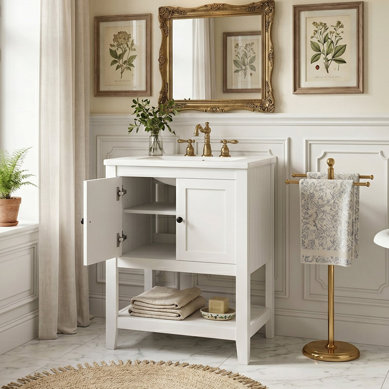Meuble-lavabo sur pied 24 po Neo-Classical, White