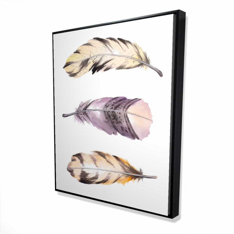 Horizontal Striped Feather Set - Romantic Bedroom Canvas Decor
