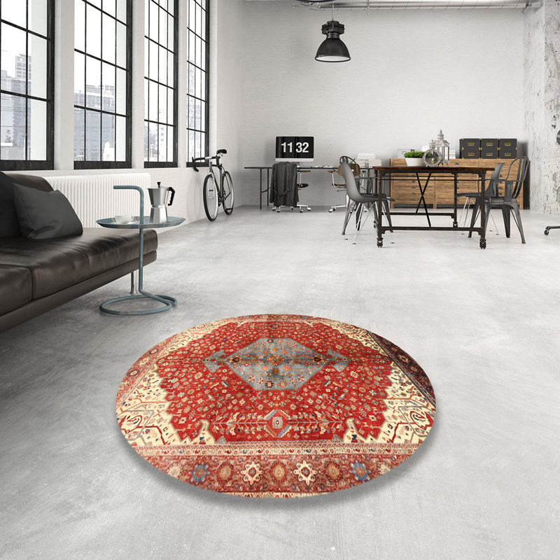 Tapis traditionnel mehroon/noir/crème Annessia, Rond 4 pi