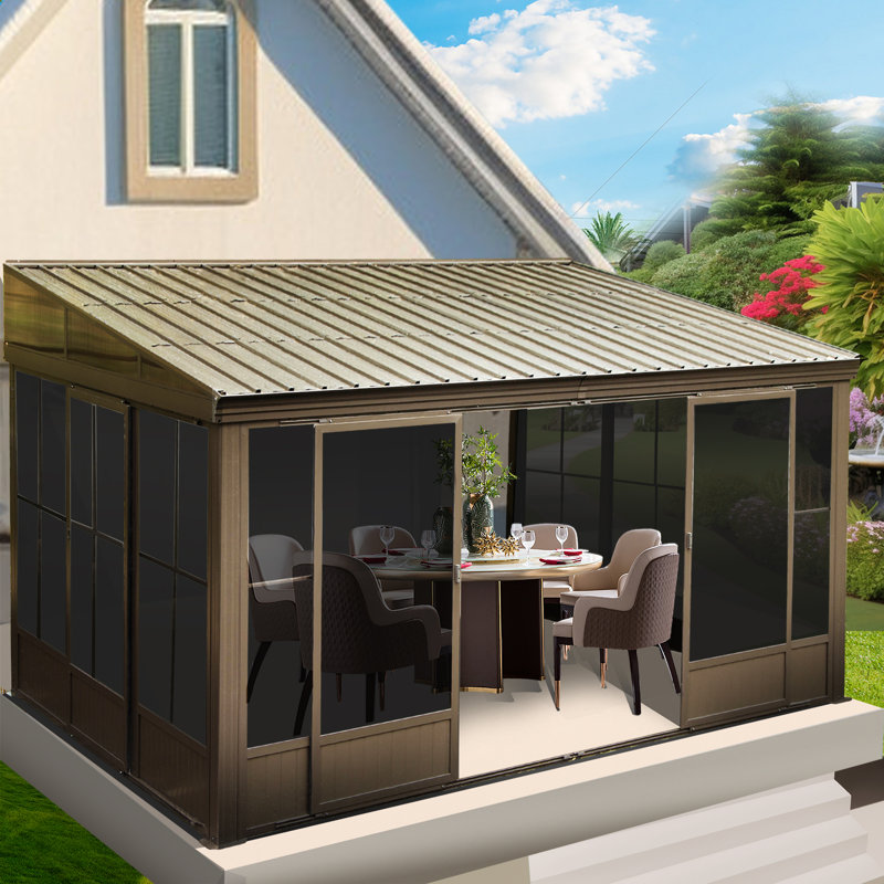 Abri de jardin pour patio en métal en aluminium mesurant l 16 pi P 8 pi.