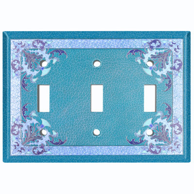 Metal Flower Leaves Elegant Frame 3-Gang Toggle Light Switch Wall Plate