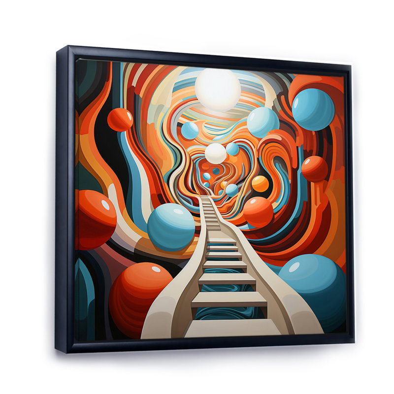 " Colourful Op Art Surrealism III ", Black Floater Framed, 30" H x 30" W x 1" D
