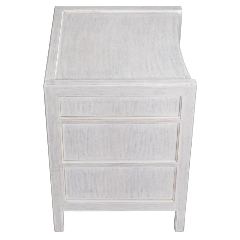 Hampton 3 - Drawer Solid Wood Nightstand, White Wash