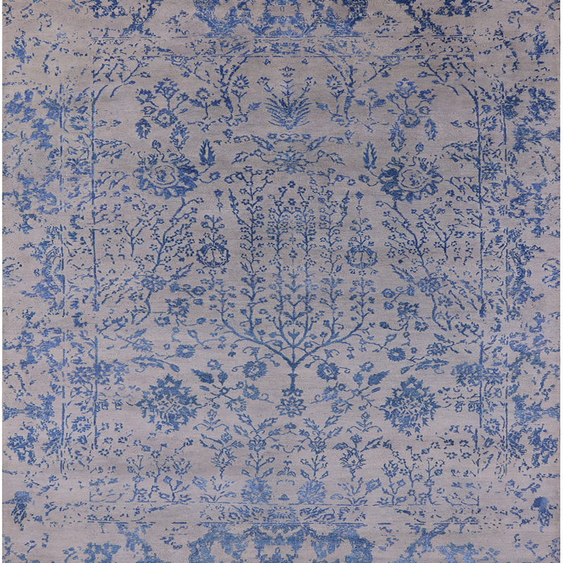 Tapis oriental bleu / gris Hammondsport, Carré 3 pi