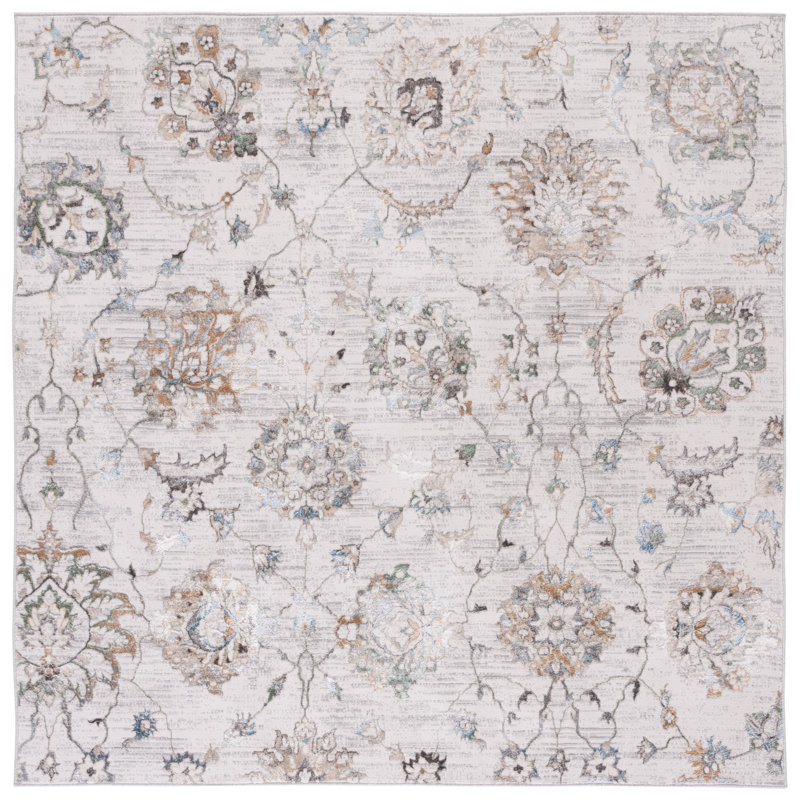 Bel Air Performance Floral Rug, Square 6'7"