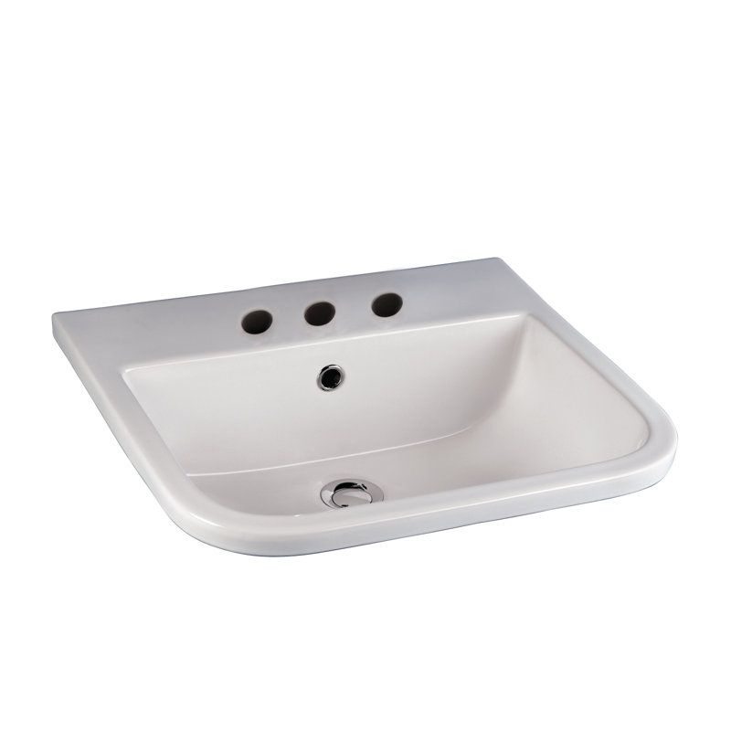 Barclay Series 600 16.75'' White Vitreous China Rectangular Bathroom Sink with Overflow, 8" Centers