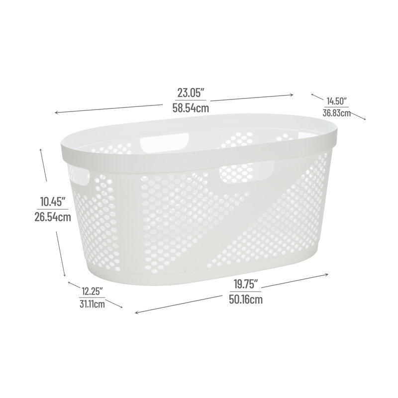 Panier à linge 40 L, panier à linge ventilé, plastique, L 23 po x l 14,5 po x H 10,5 po, paquet de 2, Blanc