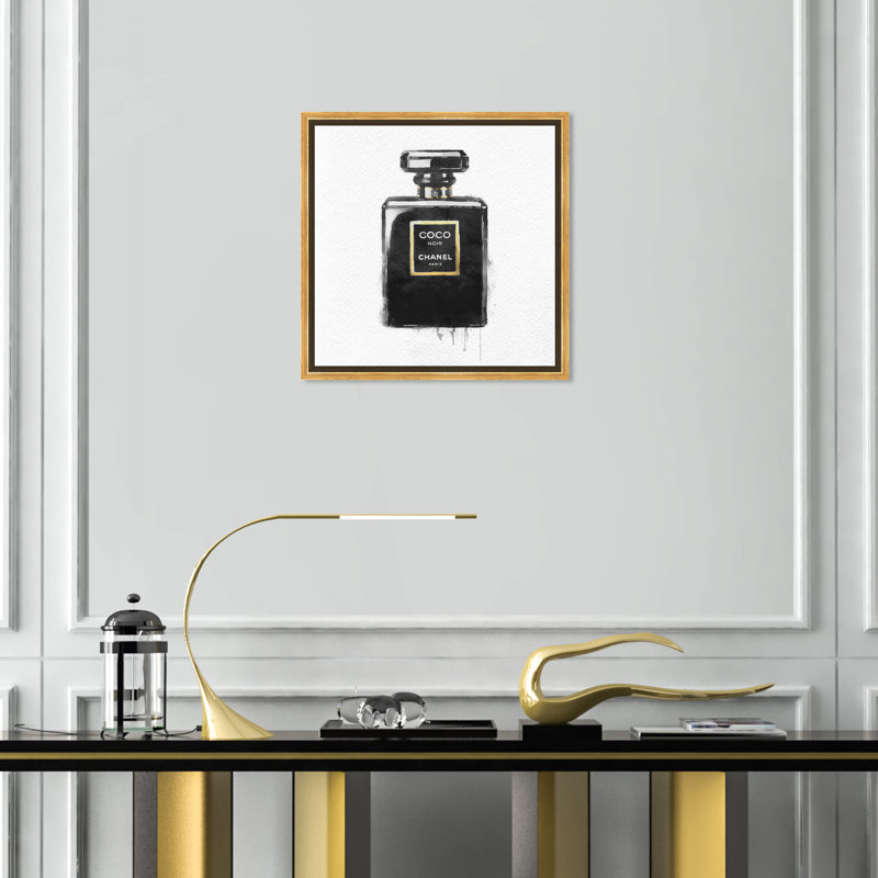 Noir II - peinture sur toile, H 12 po x l 12 po, Cadre doré