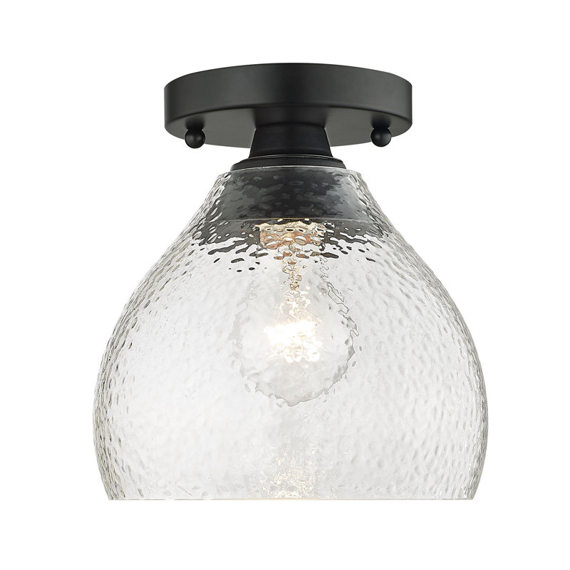 Adryann Glass Semi Flush Mount, Matte Black