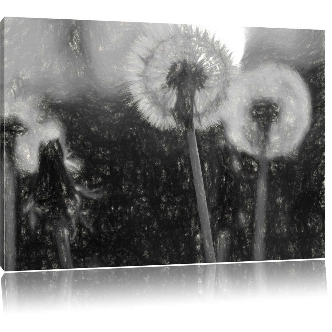 Leinwandbild Pusteblume in Grau/Schwarz