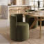 Ensemble de table de salle à manger extensible en placage de bois de 78" à 96" avec 6 chaises en velours et roulettes dissimulées-1120649913