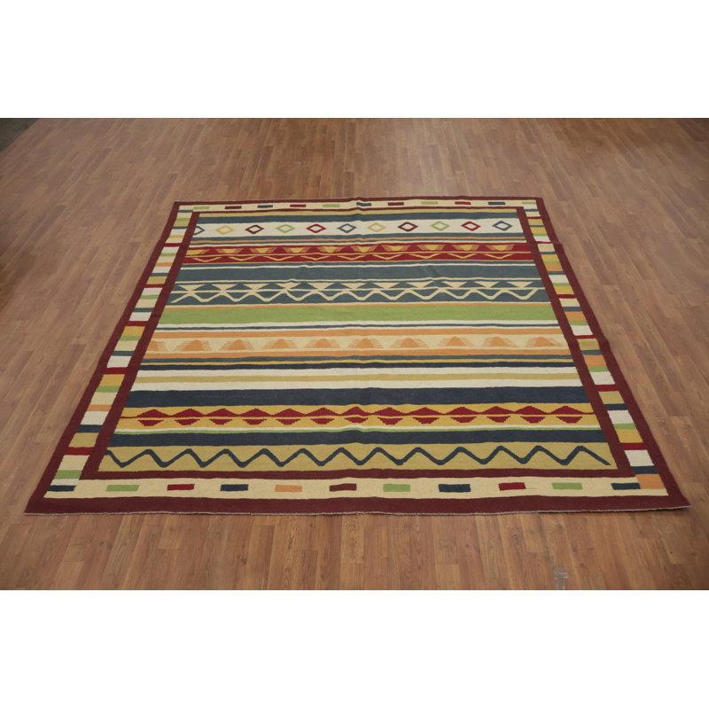 Handcrafted Wool Square Kilim Area Rug 8x8