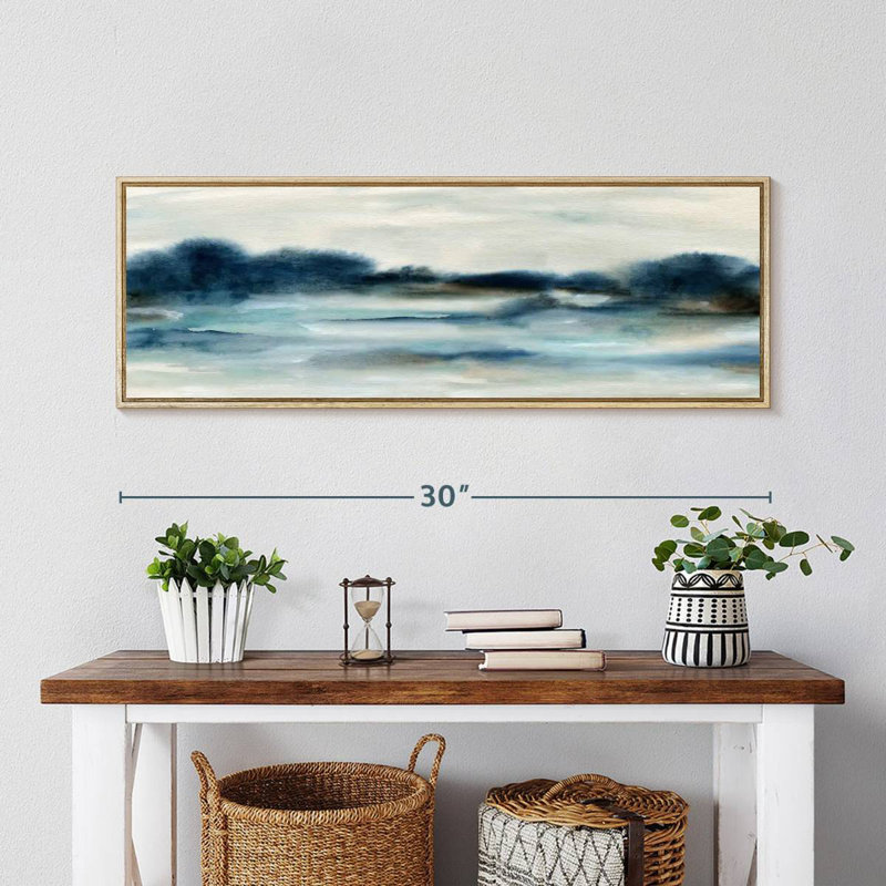 Panoramic Bayside, Floating Frame Natural Wood, 31" X 11"