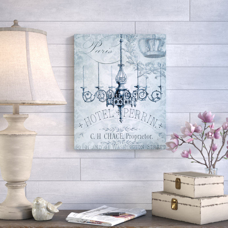 «Vintage Chandelier II» par Tre Sorelle Studios, reproduction d'art graphique sur toile, H 15 po x l 12 po