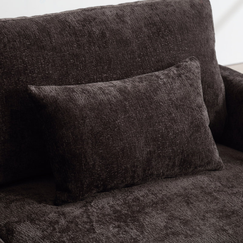 Canapé en chenille de style Mid Century, Noir