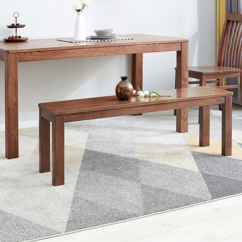 Banc de salle à manger en bois de chêne naturel avec structure en métal durable et siège en corde tissée pour les espaces de vie modernes