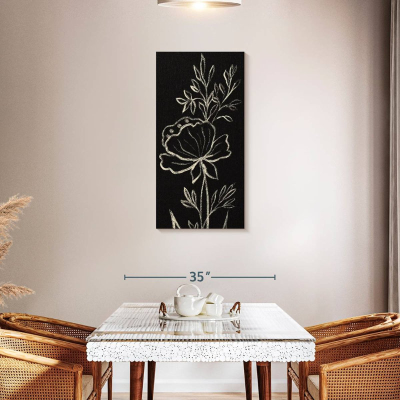 Motif floral noir, H 42 po x l 21 po
