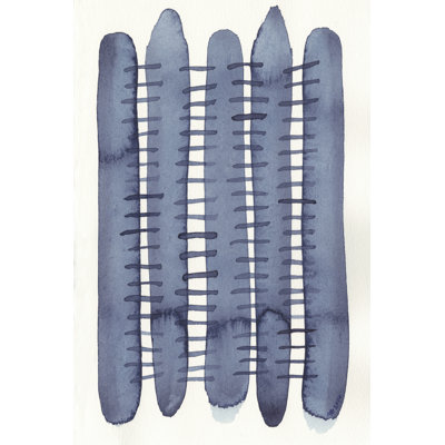 Indigo Stitchy II 1 Piece Wrapped Canvas Wall Art