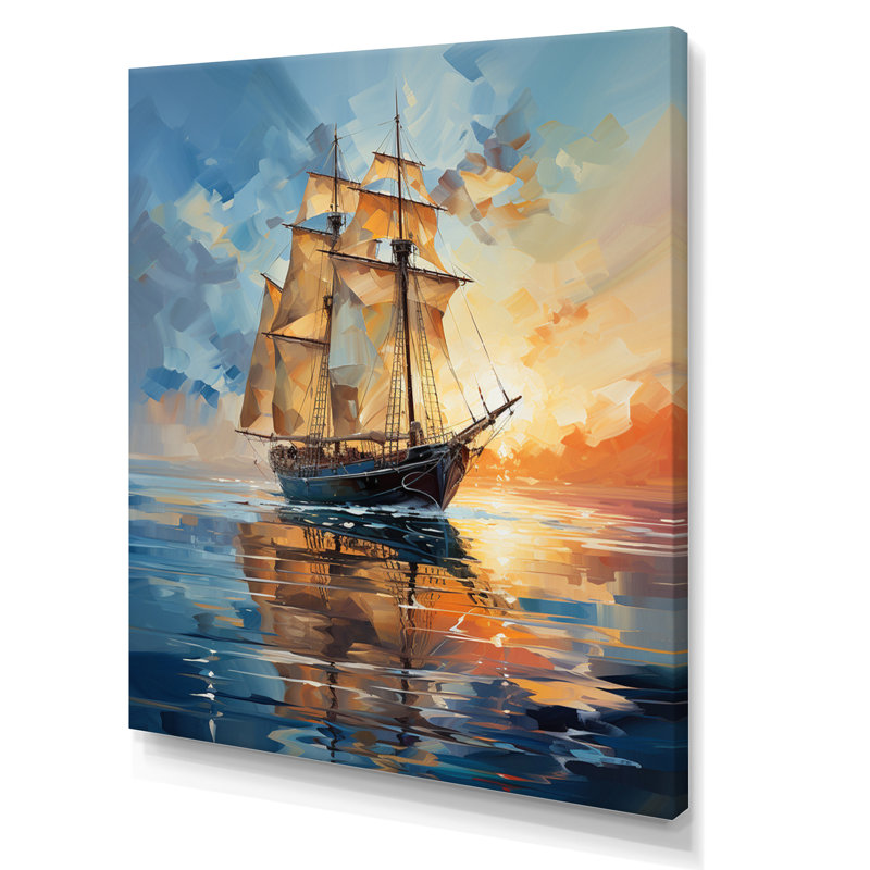 Voilier Vierling, symphonie maritime abstraite I, H 44 po x l 34 po x P 1,5 po, Toile tendue