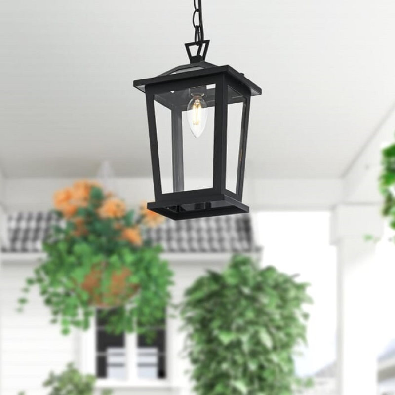 Luminaire suspendu d'extérieur noir 7 pouces Jamila