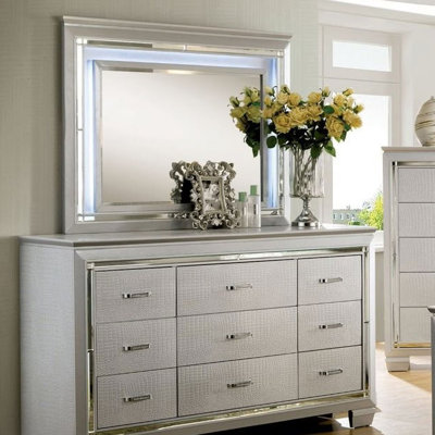 Miroir contemporain l 50,4 ", argent