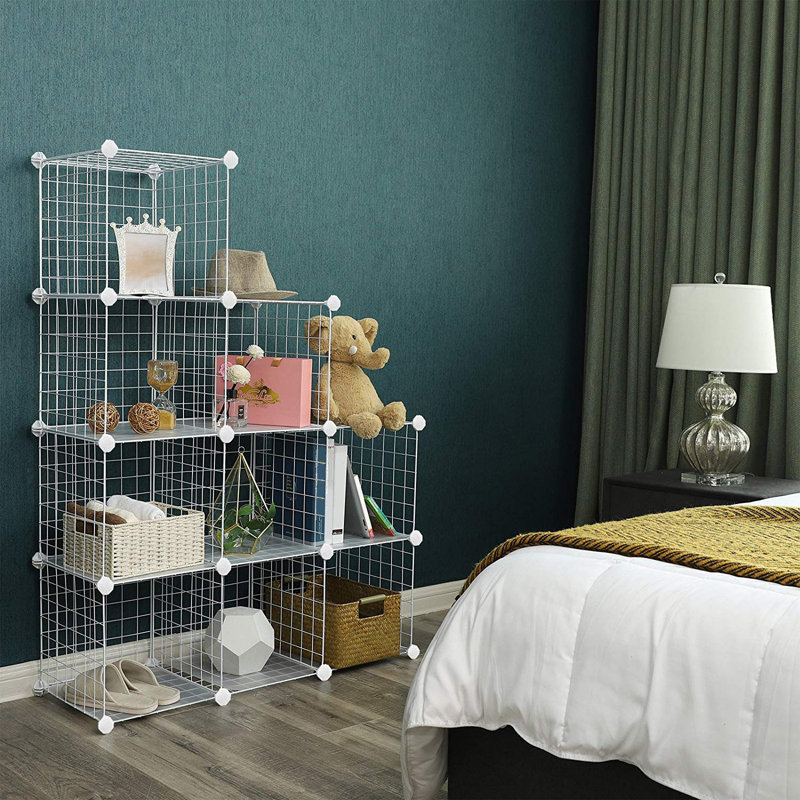 96cm H x 96cm W Metal Bookcase, White