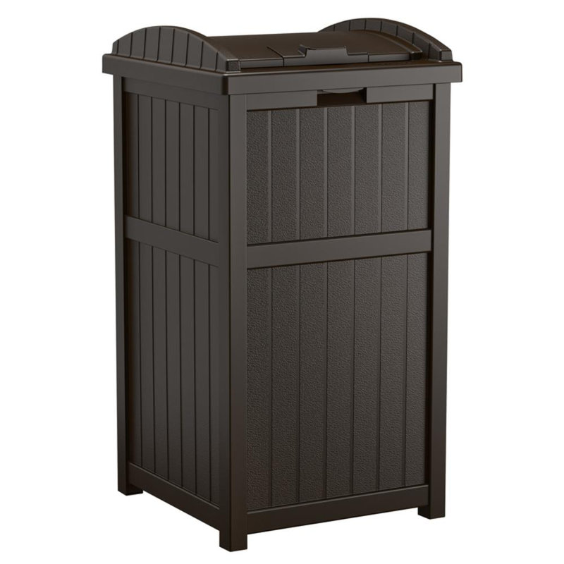 Java Brown 33 Gallon Outdoor Plastic Trash Hideaway