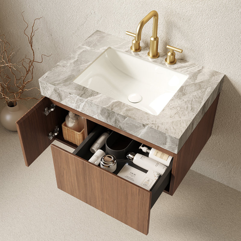 Meuble-lavabo de salle de bain 30 po MURI, Marron clair, 30"