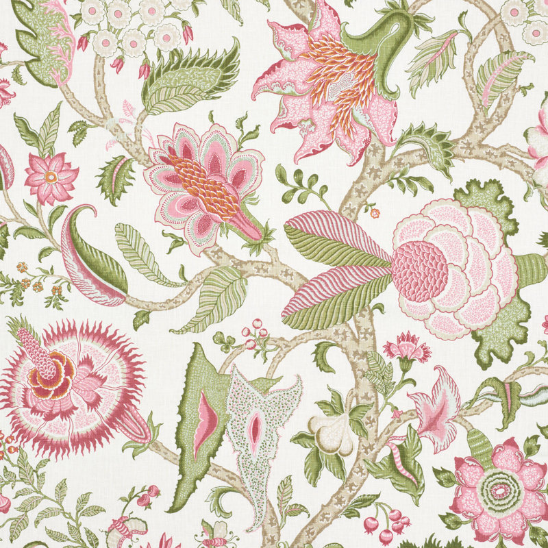 Arborvitae Fabric, Pink/Leaf