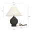 Lampe de table ronde moderne 1 lumière avec abat-jour en lin et base candélabre, céramique noire pour bureau à domicile