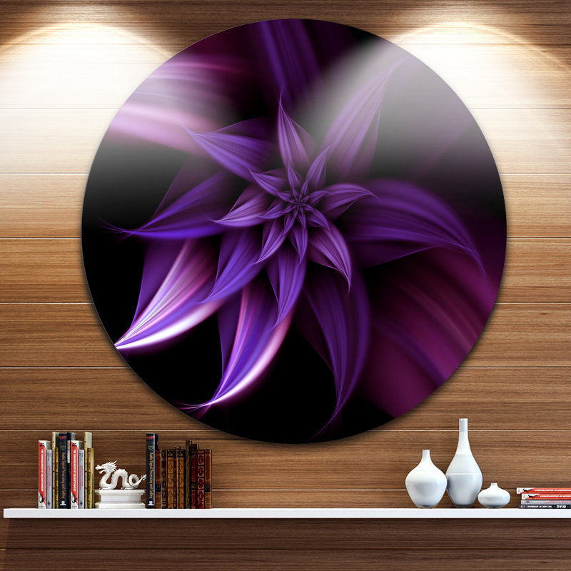 «Fractal Flower Mauve», impression, H 38 po x l 38 po x P 1 po, Métal rond