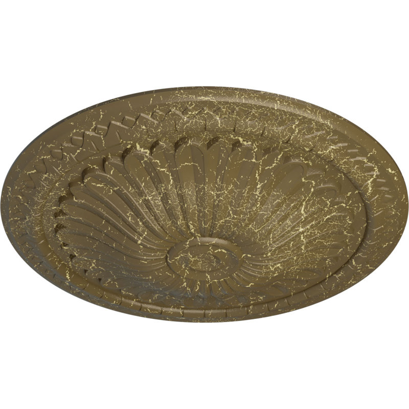 Médaillon de plafond Endurathane Berkshire, P 15 3/4 po x P 3 7/8 po x P 3/4 po (convient aux auvents jusqu'à 7 po), fini craquelé à la bière à la main peint à la main