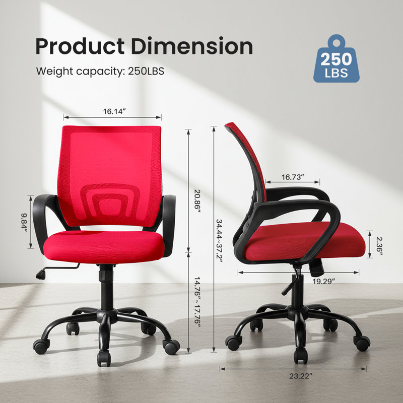 Adjustable Office Chair with 360°Rotation, Height and Tilt Control,Red, Red