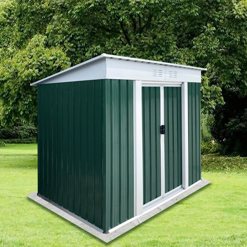 Remise de rangement extérieure de 6 pi x 4 pi avec toit pentu - fabriquée en acier galvanisé robuste et en alliage d'aluminium offrant une surface spacieuse et organisée pour les articles, les outils et les vélos produits