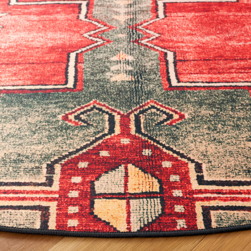 Danna Tucson Machine Washable Southwestern Indoor/Outdoor Rug, Round 6'