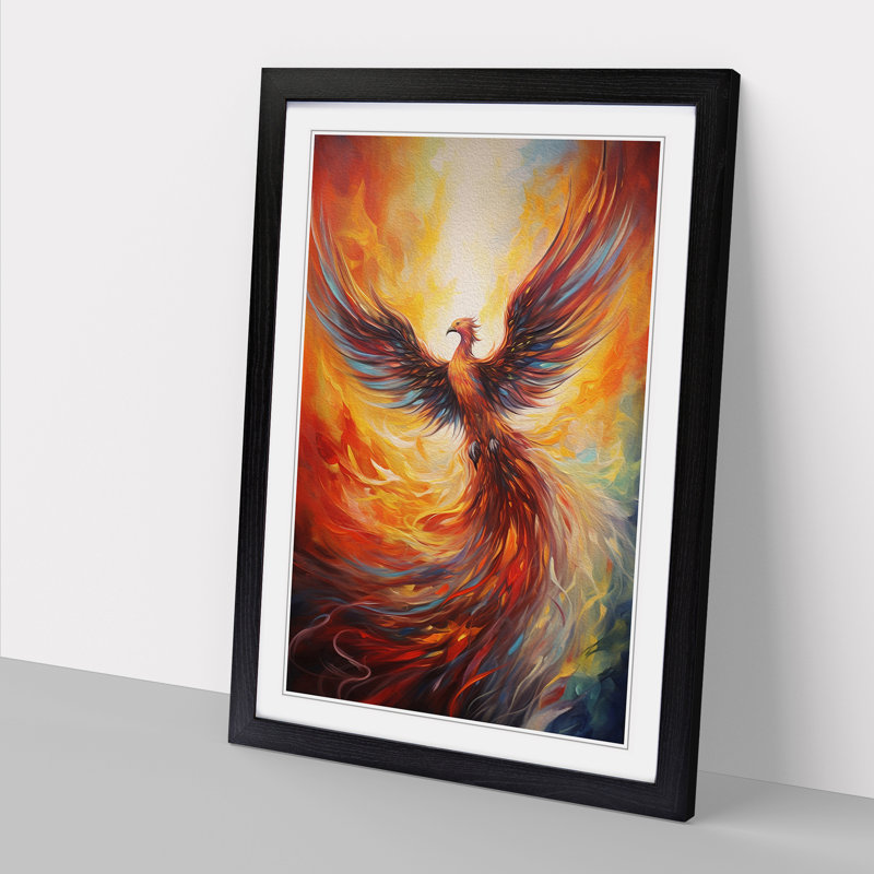 Phoenix Hard Edge Framed Print, Black, 46cm H x 34cm W x 2cm D
