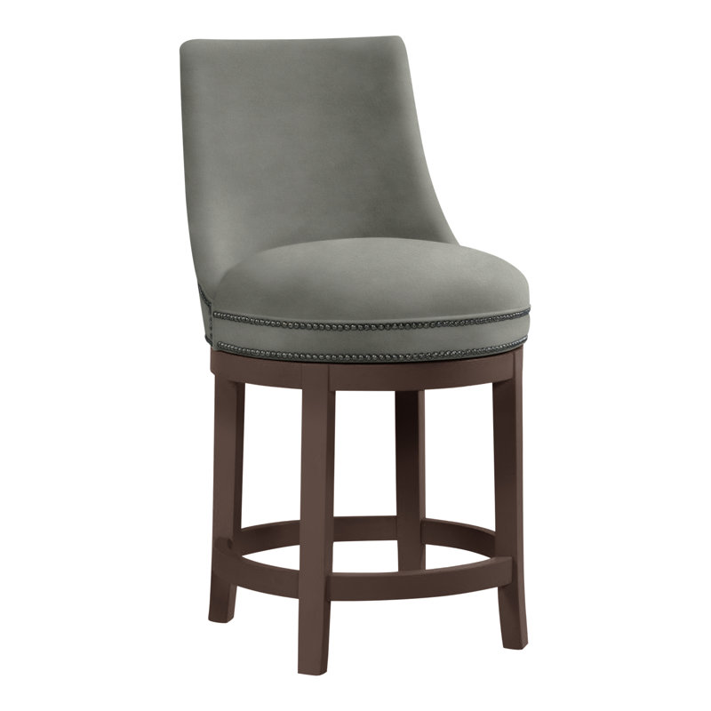 Vesper Upholstered Stool with Solid Wood Frame, Pewter (9953 65), Tobacco