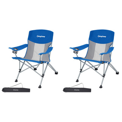  Lightweight Foldable Outdoor Camping Lounger Chair, 2 Pack, Blue/Grey