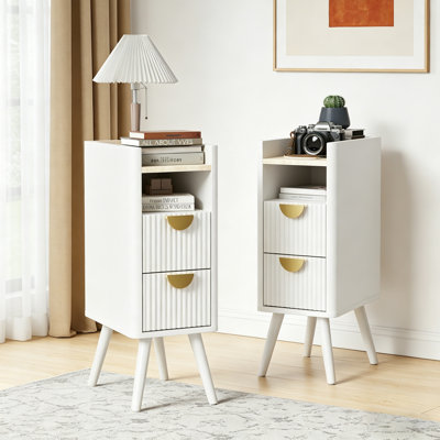 Table de chevet 2 tiroirs Mid-Century