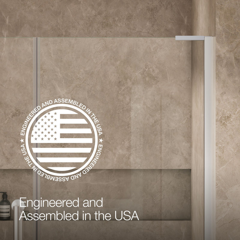 Components 57-1/4-In58-In W X 71-1/2-In H Frameless Pivot Shower Door With 3/8-In Crystal Clear Glass And Back-To-Back Vertical Door Pulls